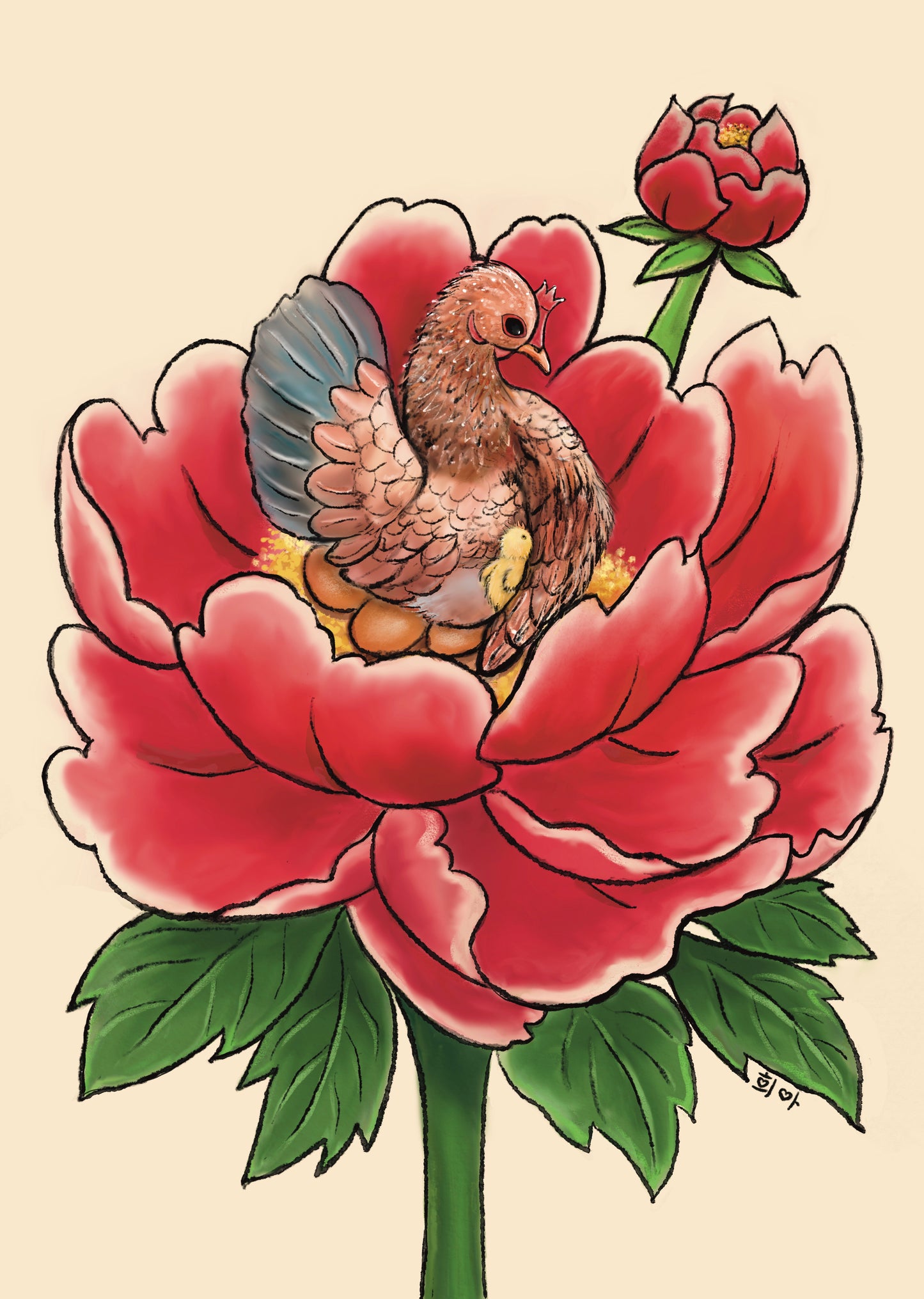 닭과 모란 Chicken & Peony